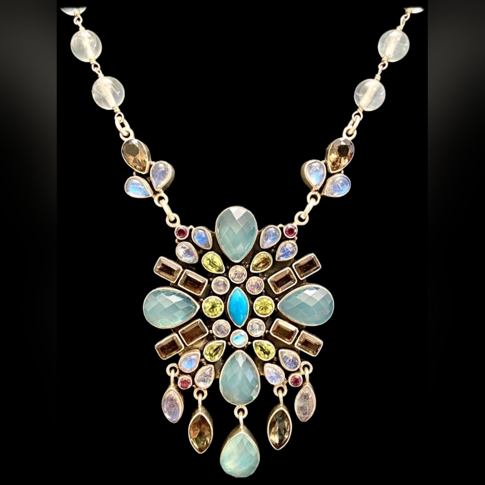 NICKY BUTLER 925 Sterling Silver Designer NB Necklace Chalcedony Toggle 70 Grams